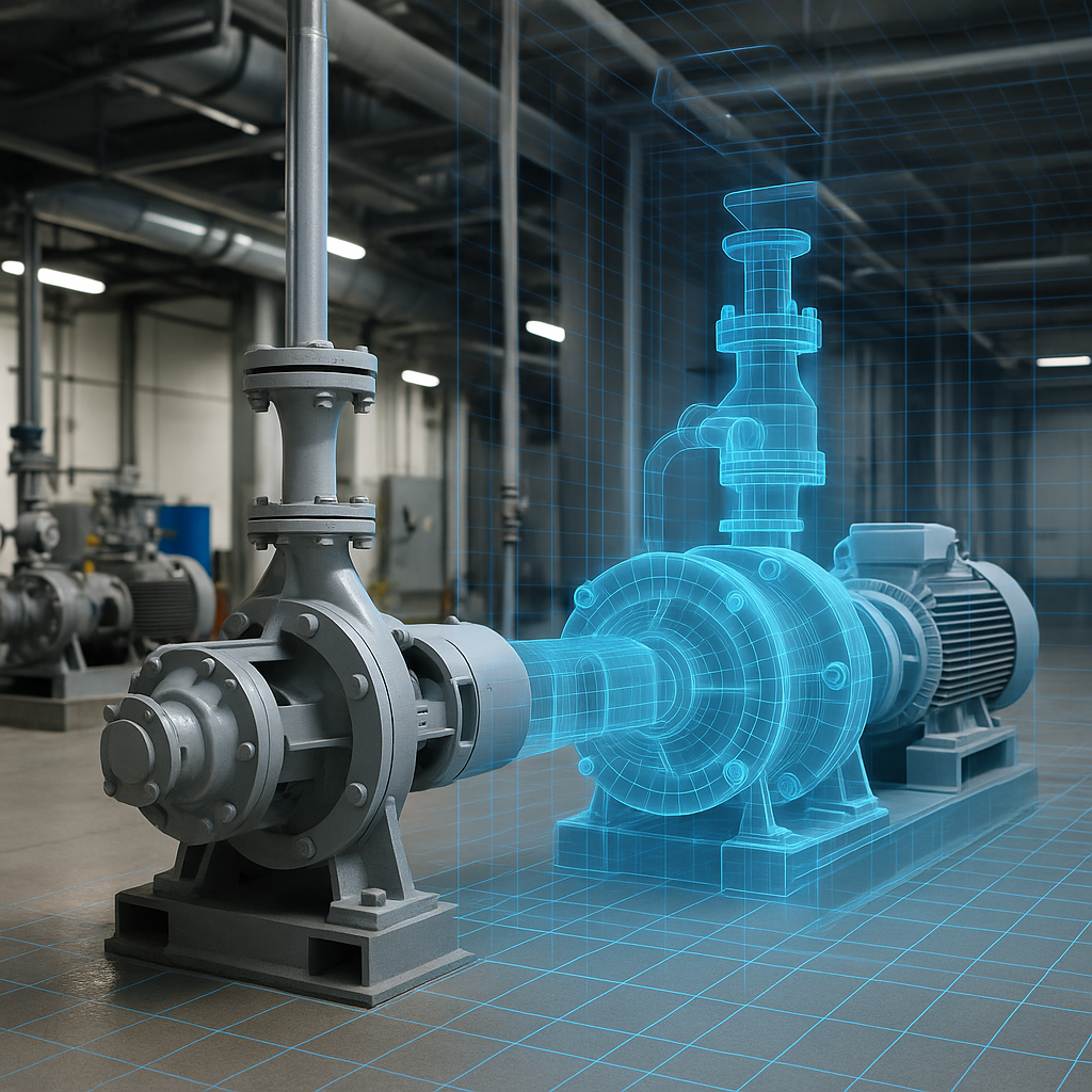 Digital twin visualisation of industrial equipment created using high-accuracy 3D scanning in a manufacturing facility